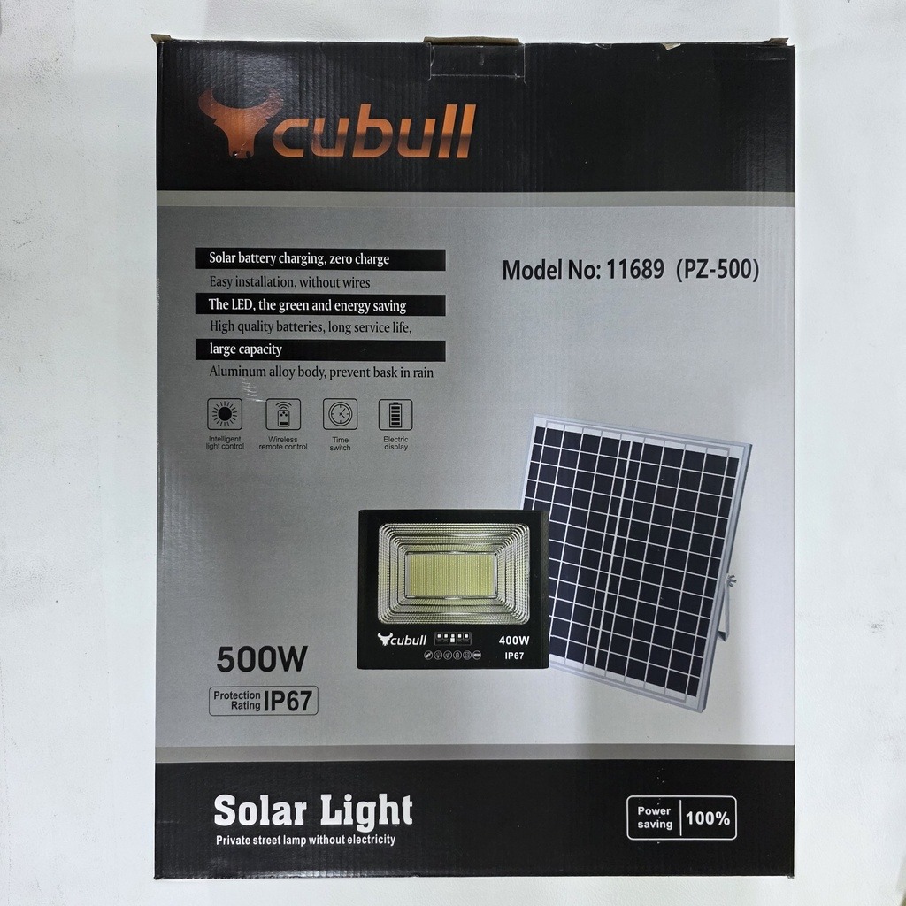 REFLECTOR 500W CON PANEL SOLAR CUBULL |PZ-500|
