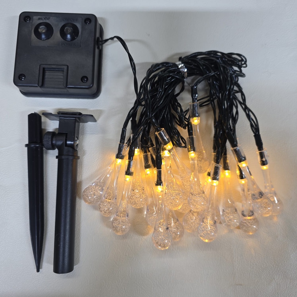 LUCES NAVIDEÑAS SOLAR LAGRIMAS DE FELICIDAD 5M 20 LED AMBAR