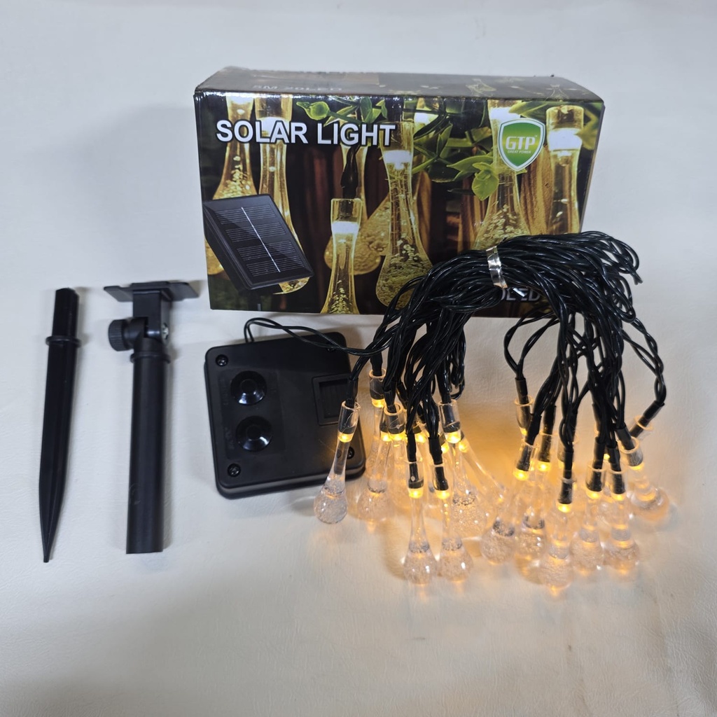 LUCES NAVIDEÑAS SOLAR LAGRIMAS DE FELICIDAD 5M 20 LED AMBAR