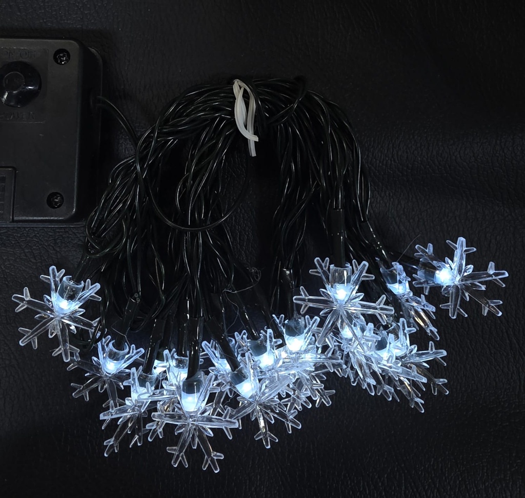 LUCES DE NAVIDAD SOLAR  COPO DE NIEVE BLANCO 