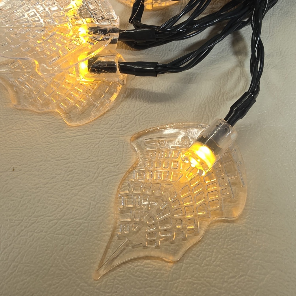 LUCES DE NAVIDAD SOLAR HOJA AMBAR 5M-20 LED