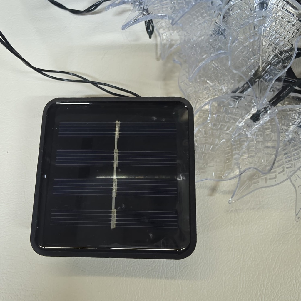 LUCES DE NAVIDAD SOLAR HOJA AMBAR 5M-20 LED