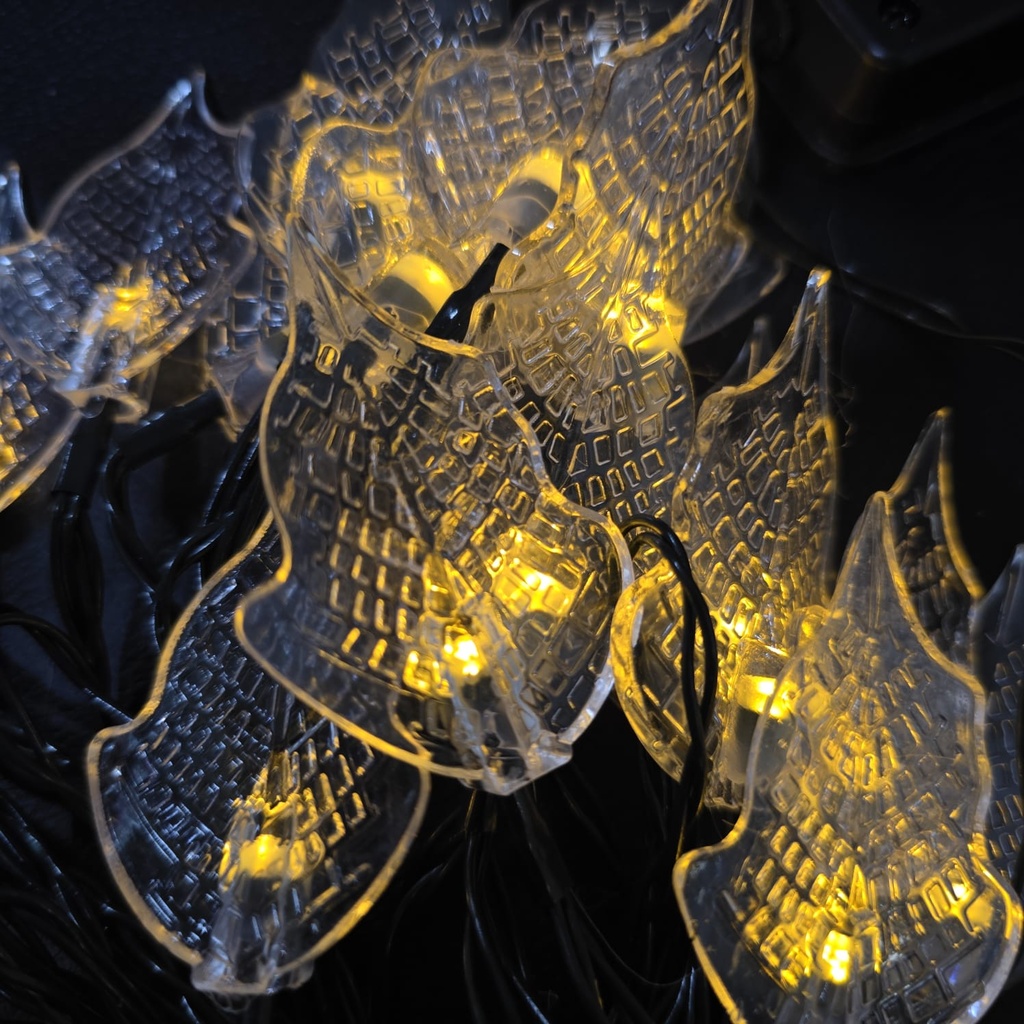 LUCES DE NAVIDAD SOLAR HOJA AMBAR 5M-20 LED