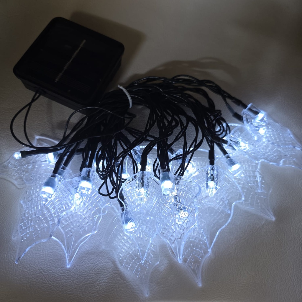 LUCES DE NAVIDAD SOLAR HOJAS BLANCAS 5M-20 LED