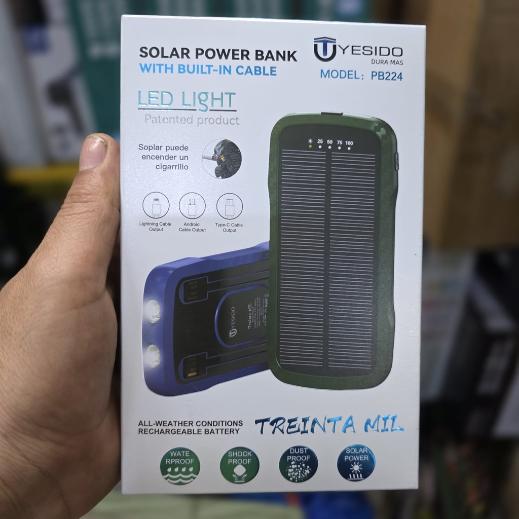POWERBANK  SOLAR CON  ENCENDEDOR Y BRUJULA 30000 mAH |PB224|
