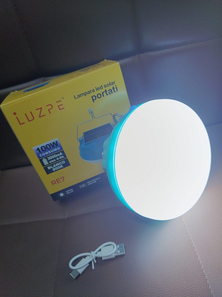LAMPARA LED RECARGABLE SOLAR 100W 3000mAh |90037|