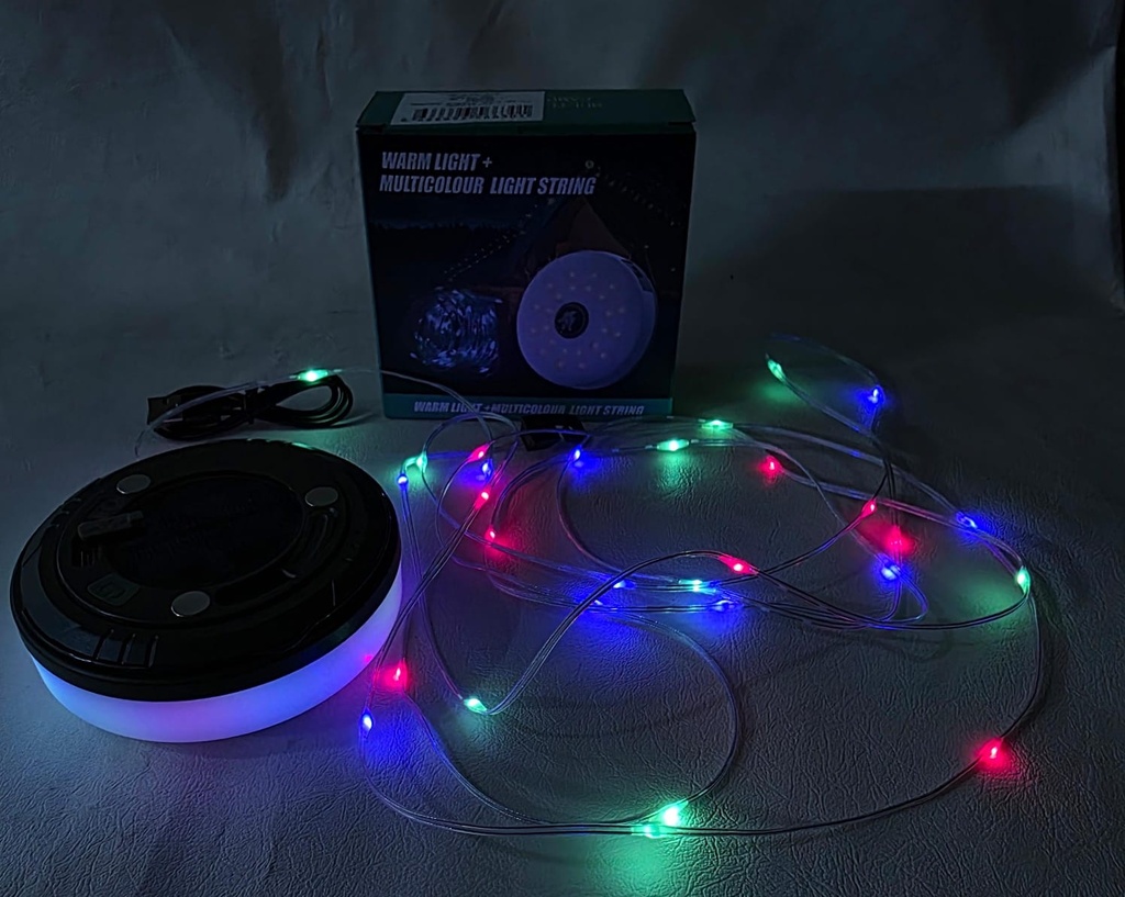 CADENA DE LUCES 9 M Y FOCO SOLAR / RECARGABLE |K663|