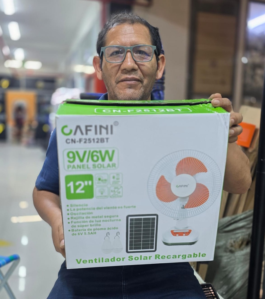 VENTILADOR SOLAR Y RECARGABLE |F2512BT|