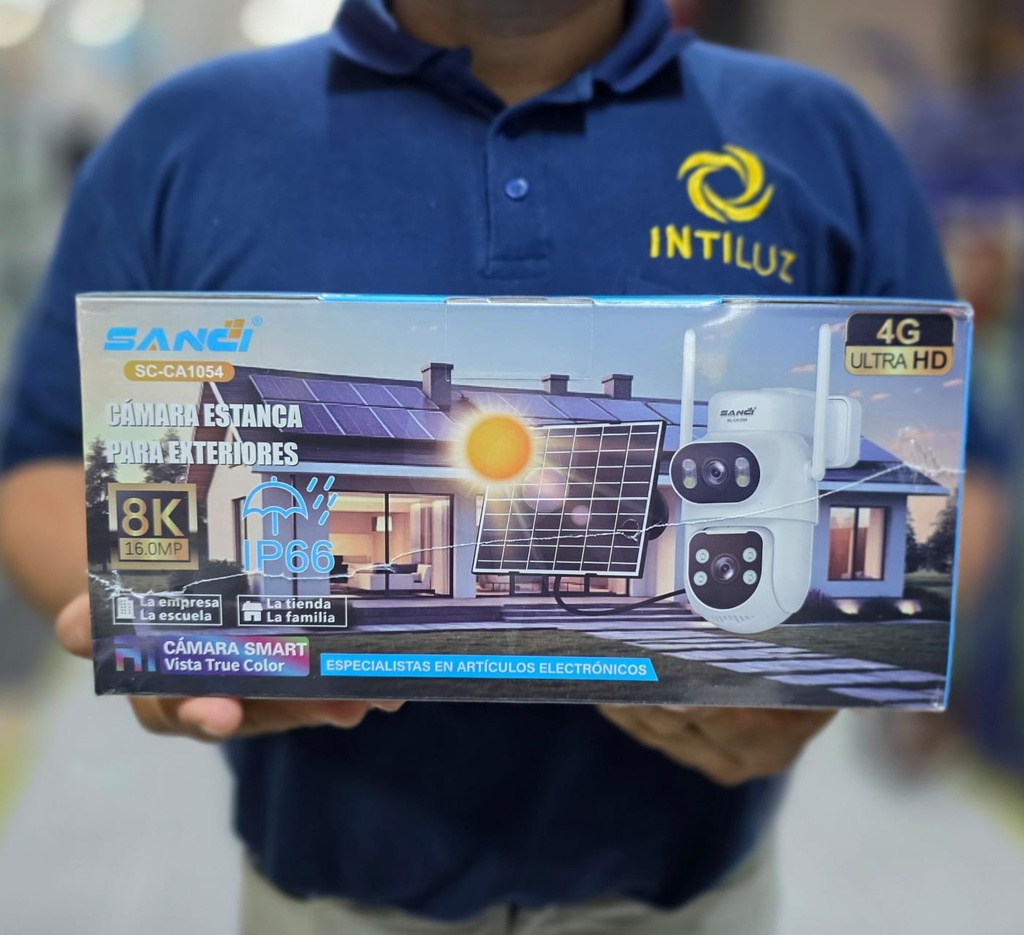 CAMARA DE DOS LENTES CON PANEL SOLAR Y CHIP PARA EXTERIORES |SC-CA1054|