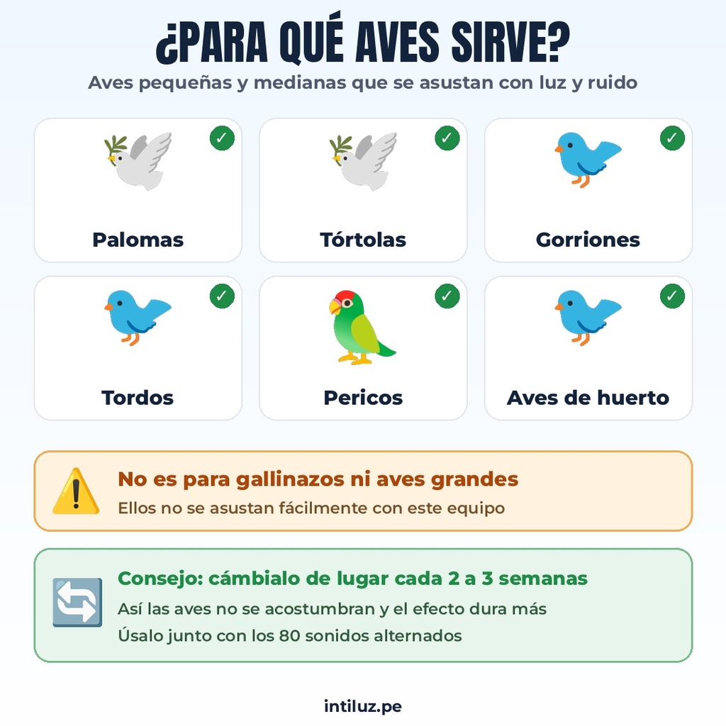 AHUYENTADOR DE AVES GIRATORIO A COLORES, SOLAR Y CON VIENTO,  80 SONIDOS |MYPT-03|  