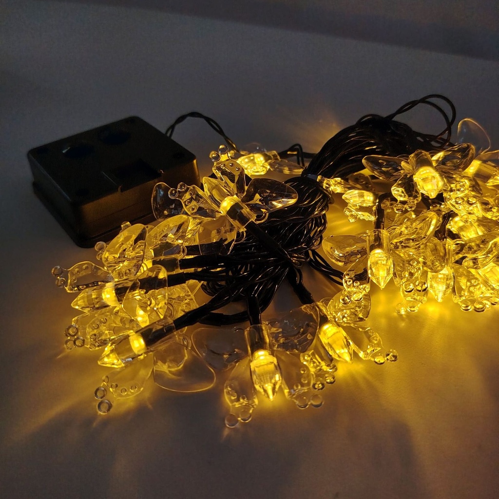 LUCES DE NAVIDAD SOLAR MARIPOSA AMBAR 5M - foto