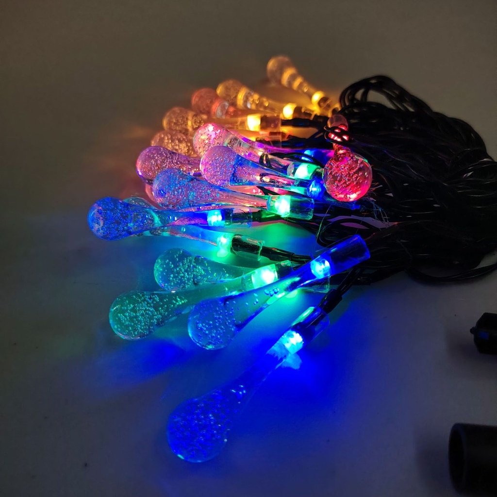 LUCES DE NAVIDAD SOLAR GOTAS DE AGUA MULTICOLOR 5M - foto