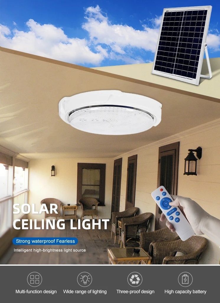 LAMPARA SOLAR 200W PARA HABITACIONES 