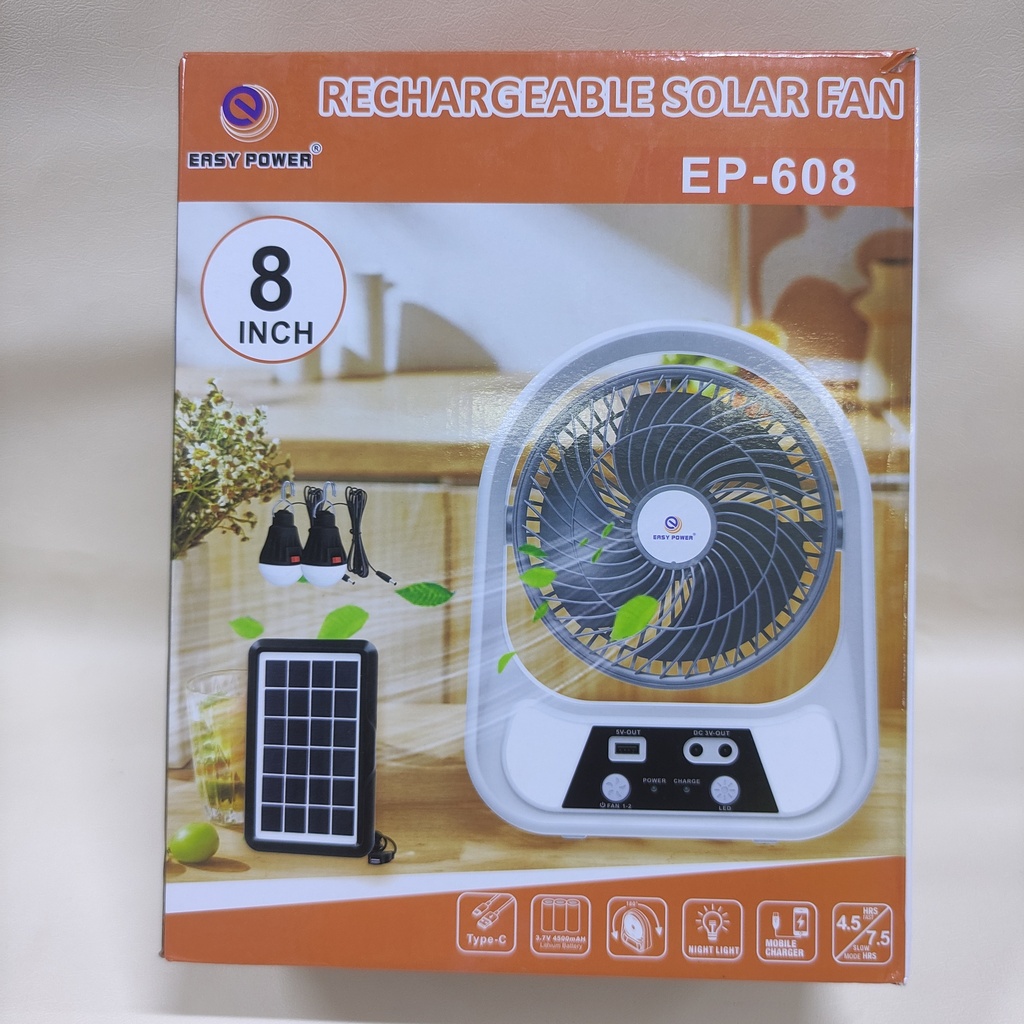 VENTILADOR CON PANEL SOLAR + FOCOS