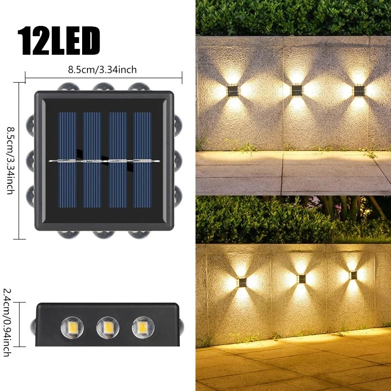 LAMPARA SOLAR DE PISO/PARED -12 LEDS Y 4 LADOS  