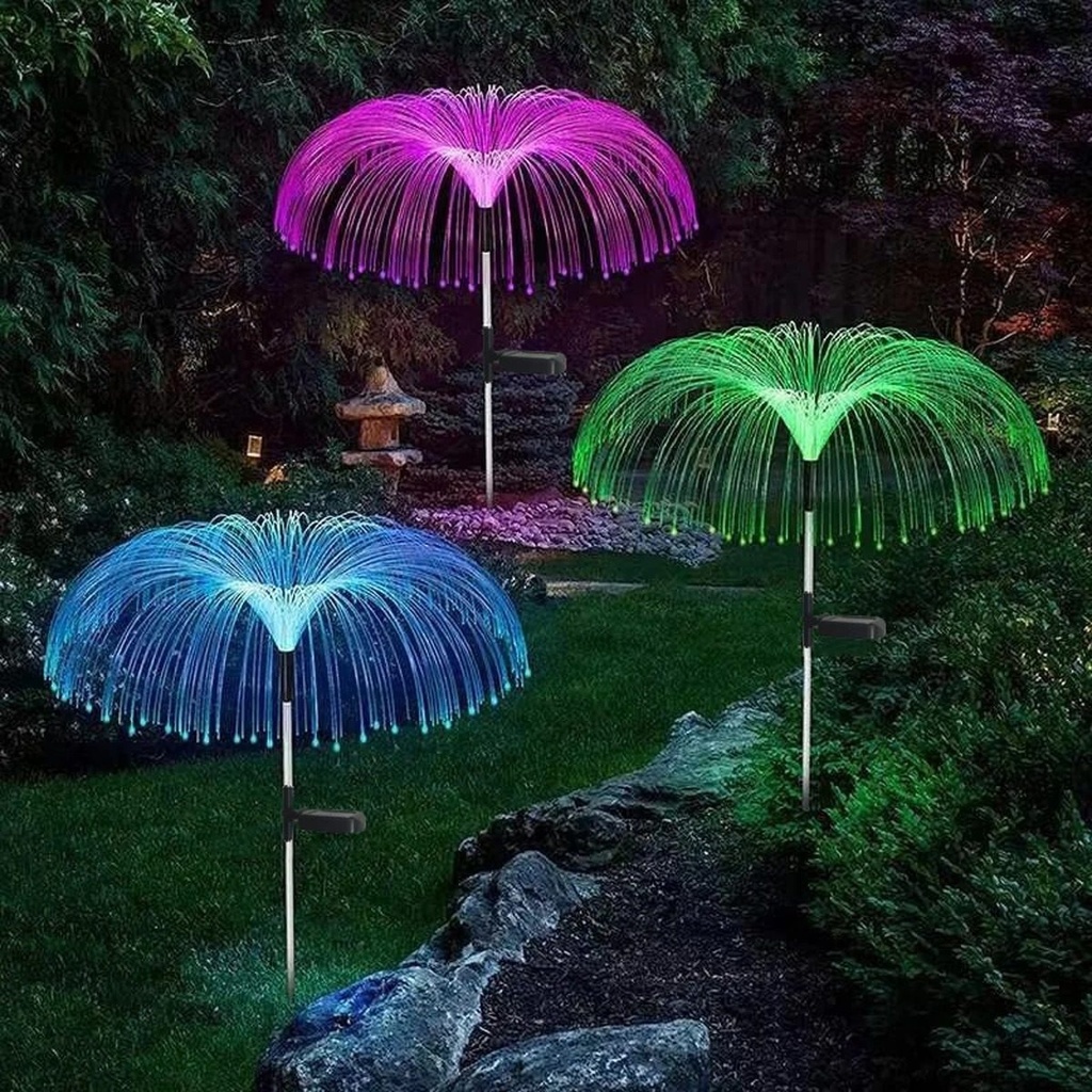 LUZ SOLAR ESTACA FLOR MEDUSA - Pack 2 unid.