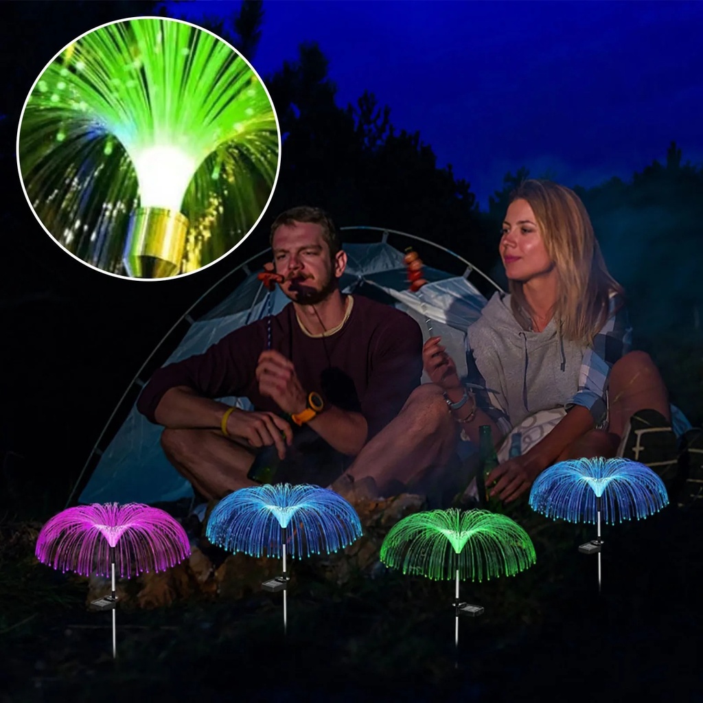 LUZ SOLAR ESTACA FLOR MEDUSA - Pack 2 unid.