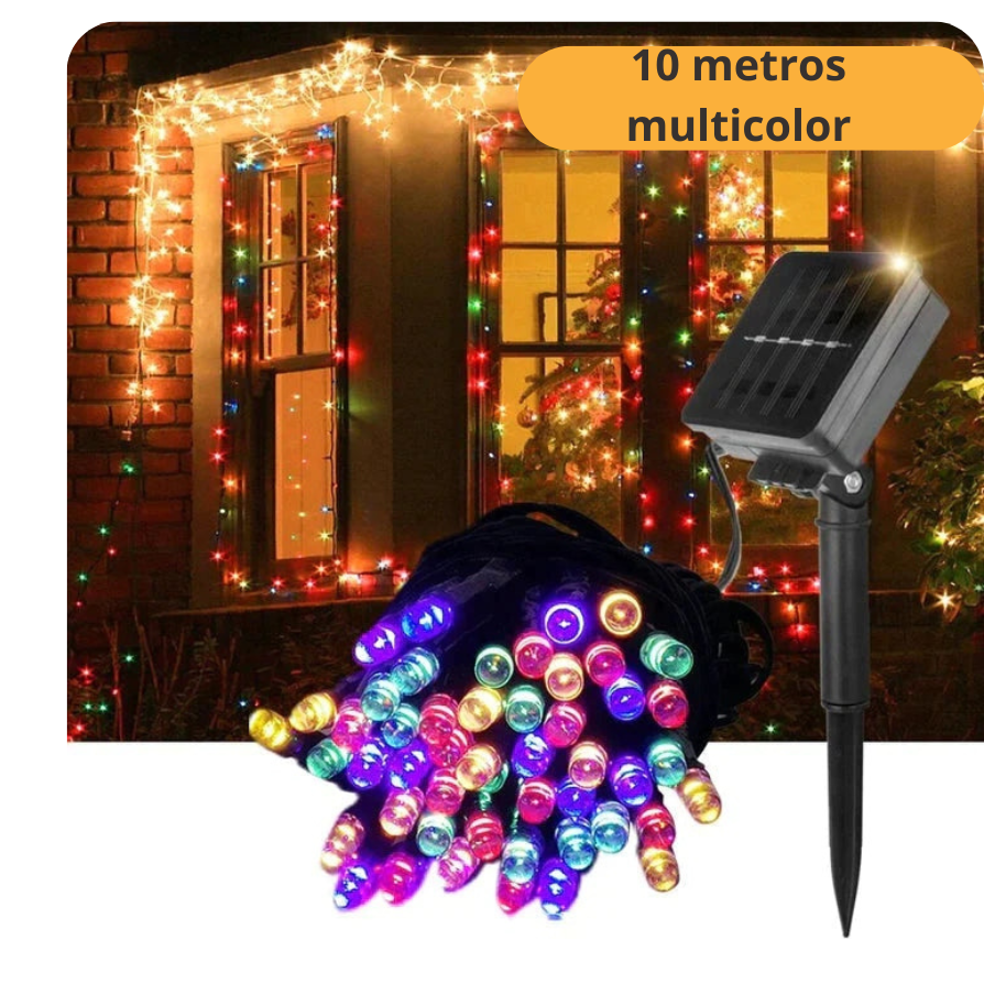 TIRA DE LUCES SOLAR MULTICOLOR NAVIDEÑAS -10M |12029|