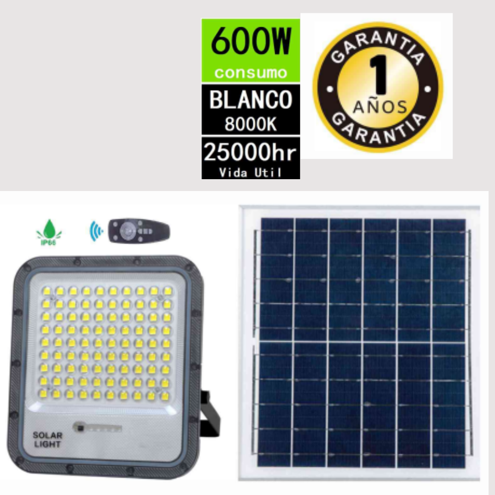 REFLECTOR POLIACRILICO 600W CON PANEL SOLAR |090815-10|