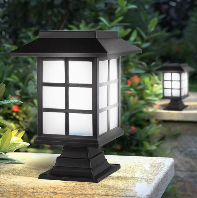 LAMPARA SOLAR DE JARDIN FAROLITO CON ESTACA Y BASE 