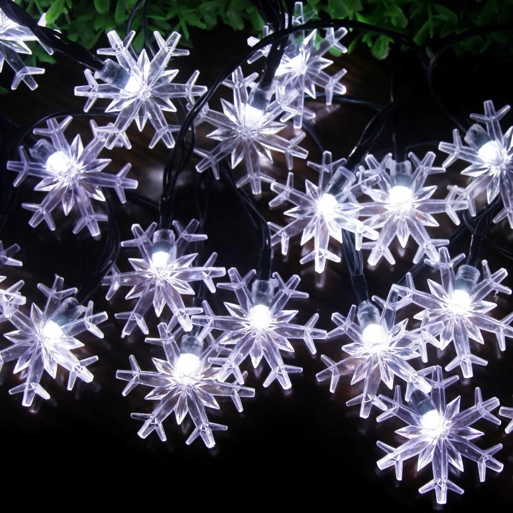 LUCES DE NAVIDAD SOLAR  COPO DE NIEVE BLANCO 5M-20 LED
