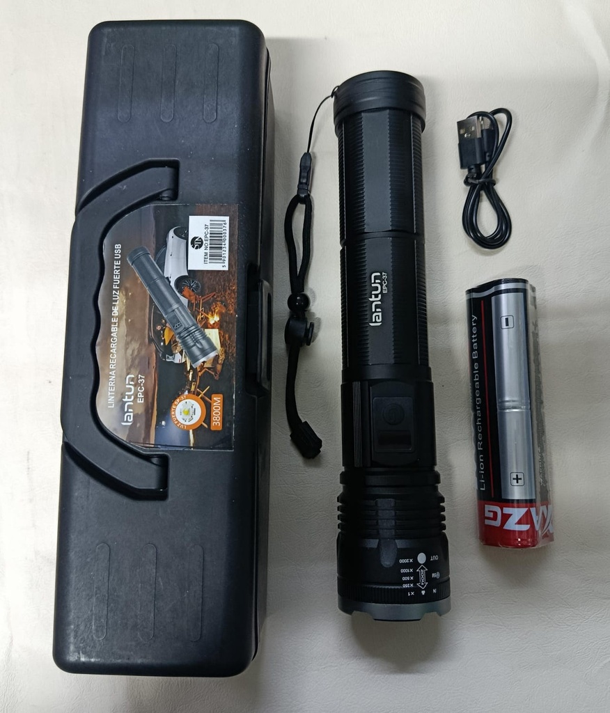 LINTERNA RECARGABLE CON 6 BATERIAS 18650 |EPC-37|