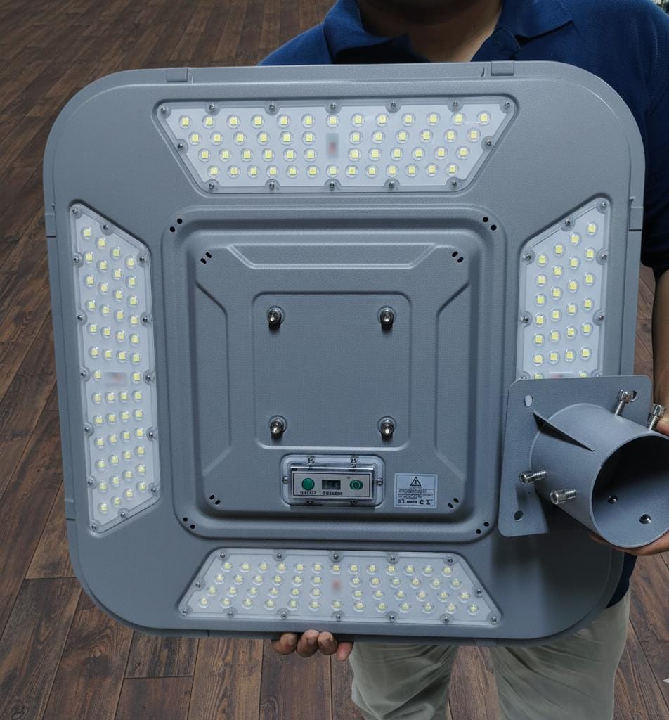 LAMPARA SOLAR UFO ALUMINIO 5000 LUMENES 50W + BASE