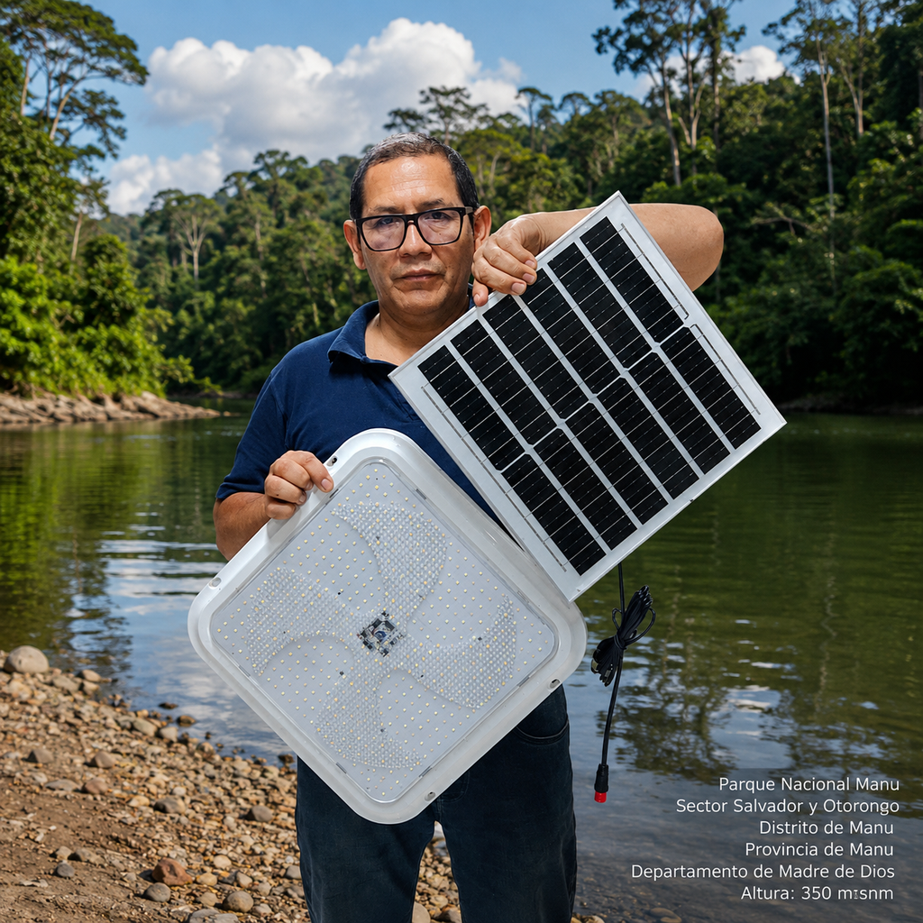 LAMPARA SOLAR 300W CUADRADO PARA HABITACIONES COLOR BLANCO Y AMBAR |NAY-264| 