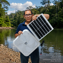 LAMPARA SOLAR 300W CUADRADO PARA HABITACIONES COLOR BLANCO Y AMBAR |NAY-264| 