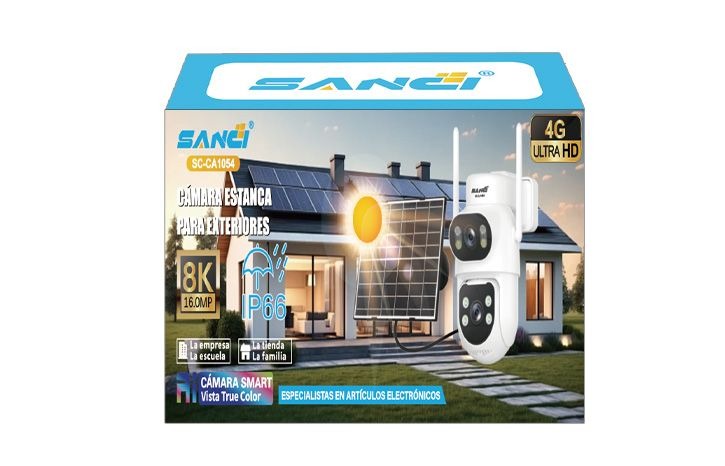 CAMARA DE DOS LENTES CON PANEL SOLAR Y CHIP PARA EXTERIORES |SC-CA1054|