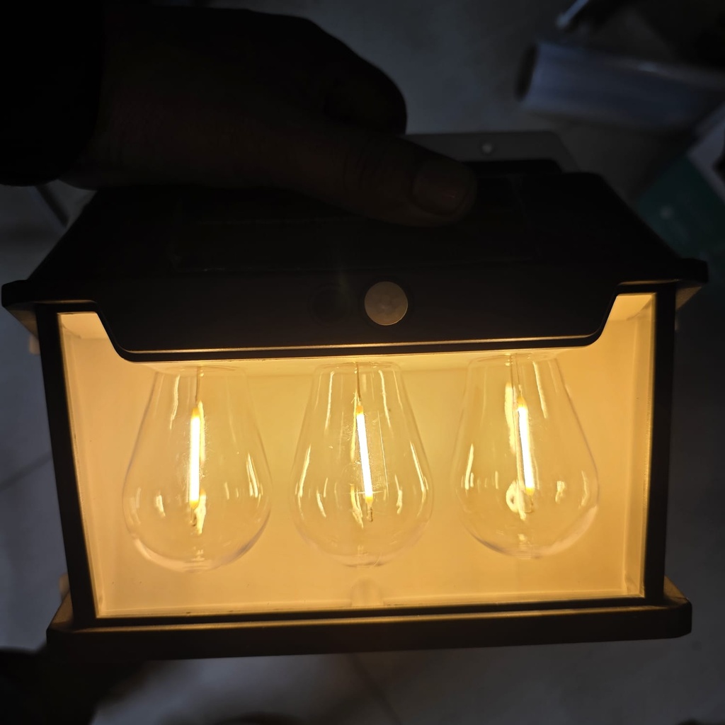LAMPARA SOLAR DE PARED 3 FOCOS 