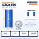 PILA RECARGABLE PKCELL 26650 LI-ION 3.7V 4500mAh REALES, PUNTA PLANA |PK-ICR26650-4500|