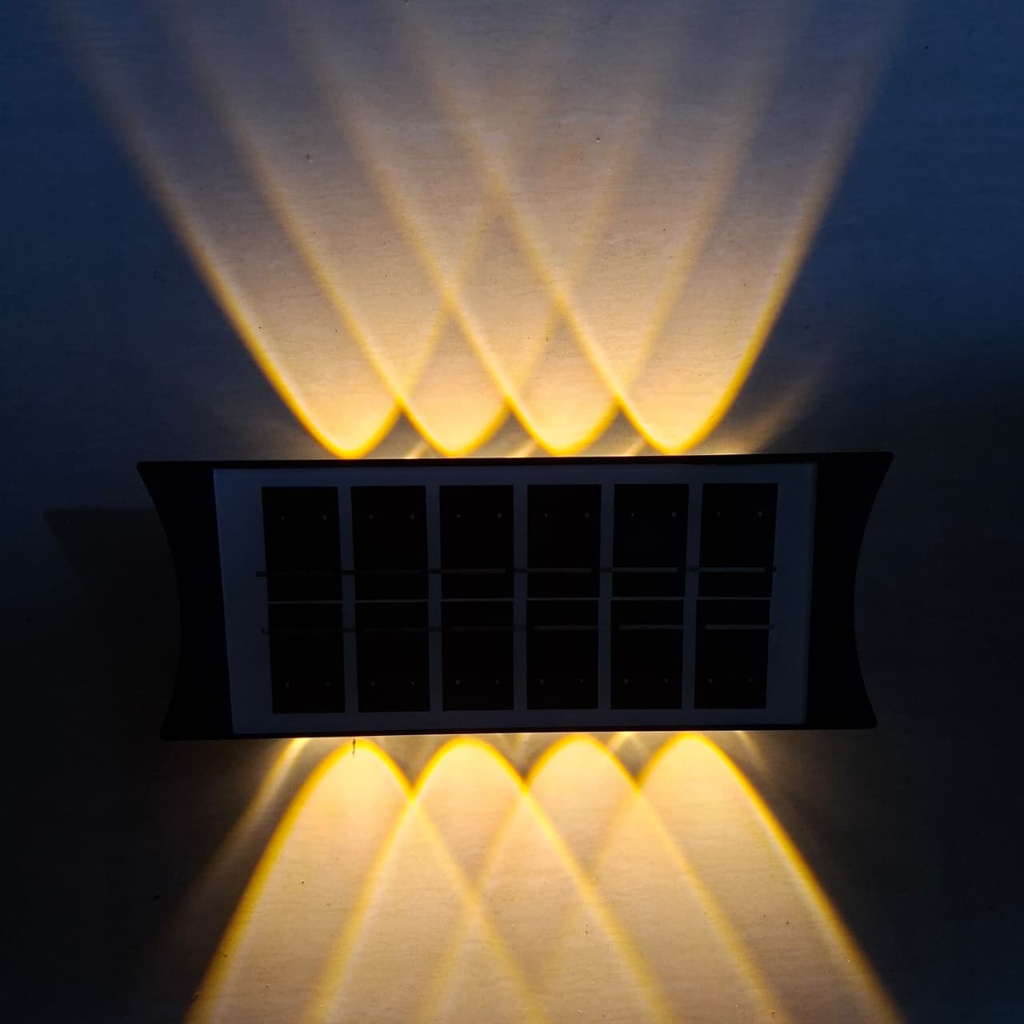 LUZ SOLAR DE PARED 8 LEDs BLANCO Y AMBAR |BK-8ByA|